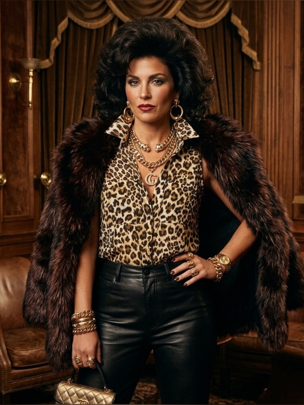 Leopard Print Sleeveless Blouse Mob Wife Aesthetic Chic Animal Top Size Small